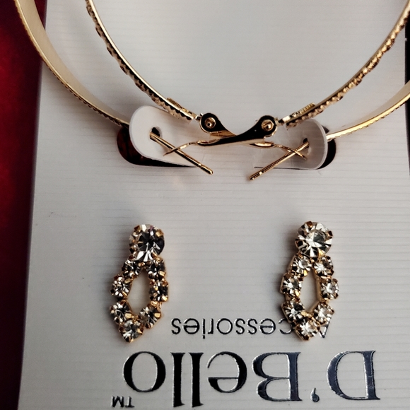 Jewelry Set 2-Pair D'Bello Earring Studs & Hoops - Picture 5 of 6